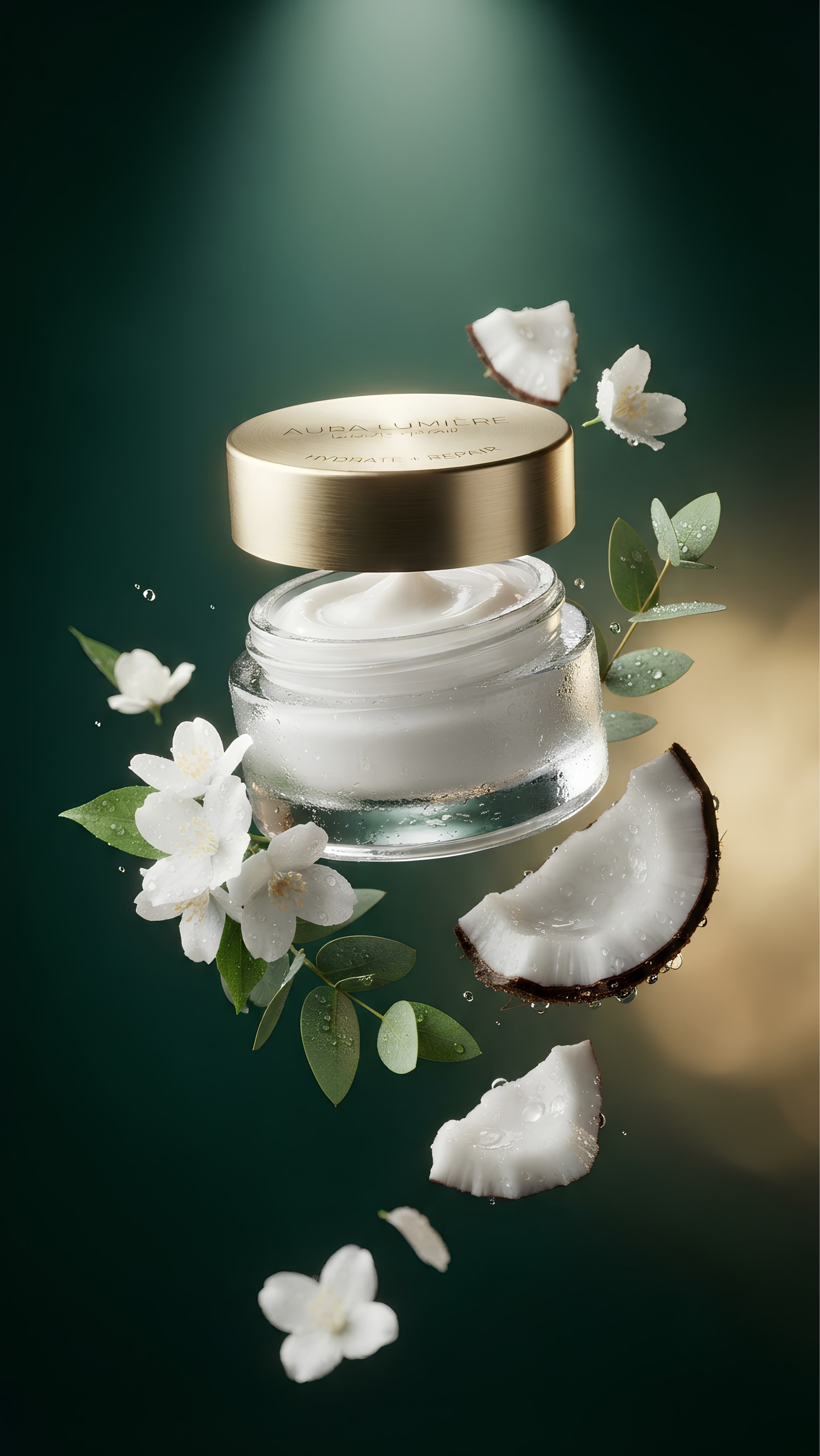 Aura Lumière skincare cream product photography